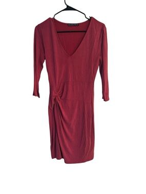 Banana Republic Red V-Neck Knotted Sheath Dress size small